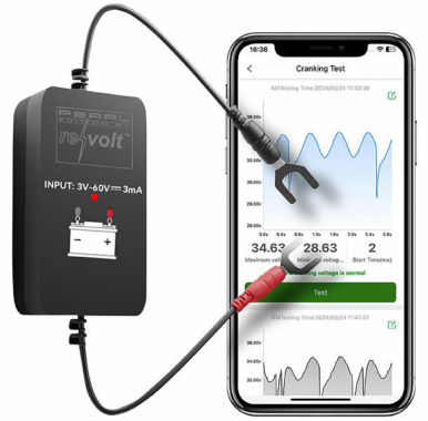 Lescars Kfz-Batterie-Wächter mit Bluetooth, App, für Batterien mit 6 – 48 Volt